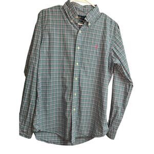 Ralph Lauren Men's 100% Cotton Custom Fit Medium Button Front Shirt